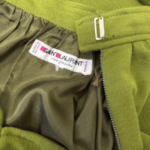 Vintage YSL Yves Saint Laurent Rive Gauche Lime Wool Midi Skirt – - Picture 4 of 7